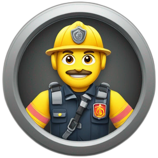 Feuerwehrmann, mit Atemschutz auf Leiter emoji