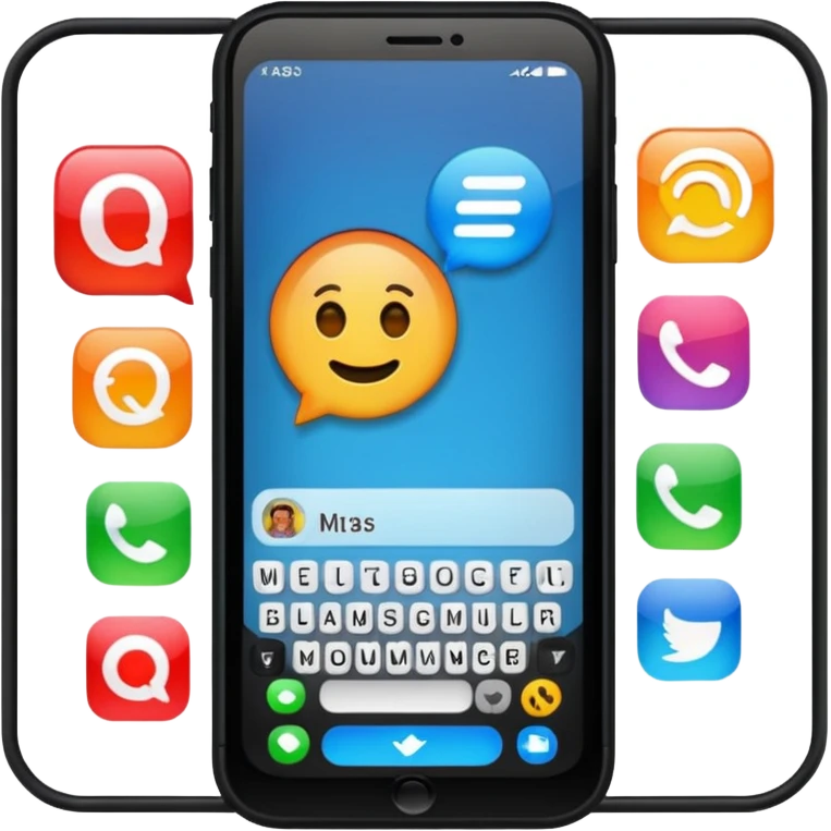 phone with open messenger app, new message visible, colorful accents emoji
