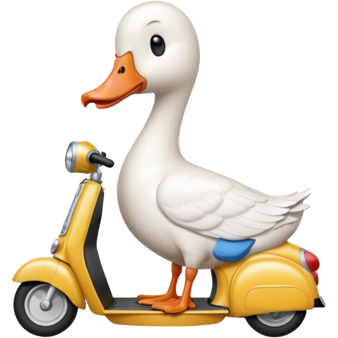 Sad angry crying white goose on scooter emoji