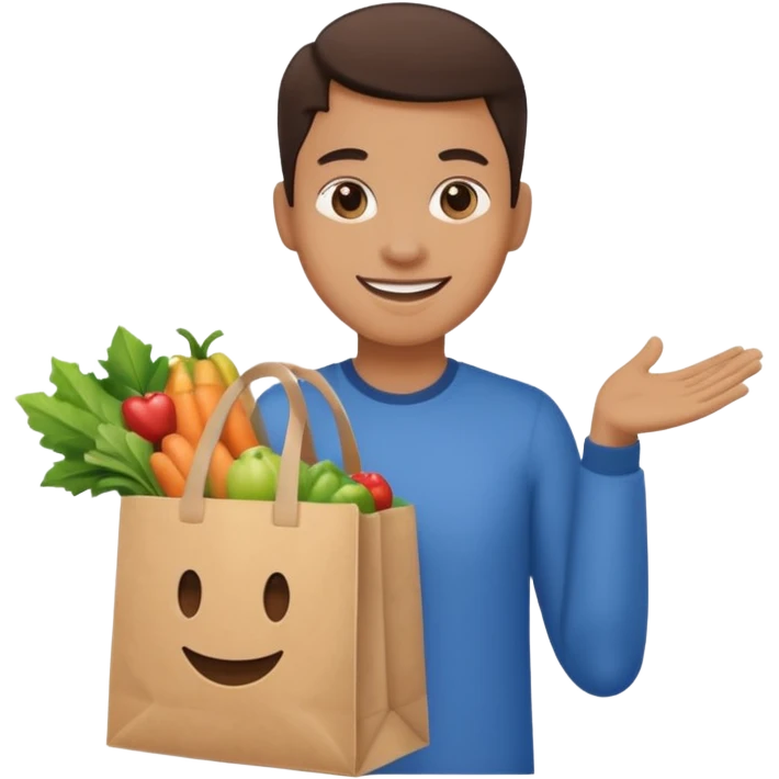 holding a grocery shopping emoji