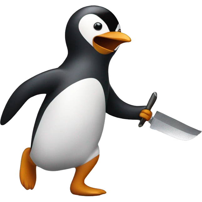 penguin running while holding machete  emoji