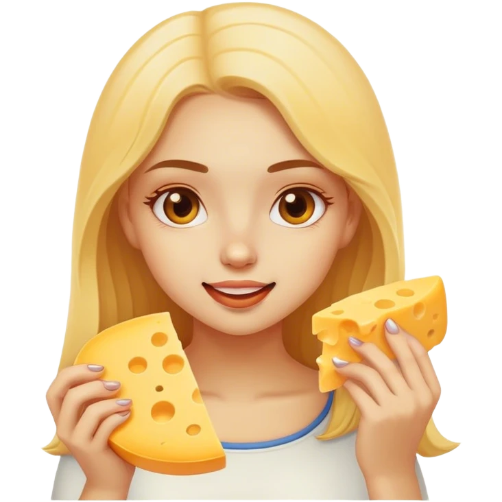 Girl eating some cheese  emoji