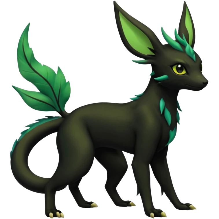 Dark Edgy Salandit-Leafeon-Umbreon-Fakémon-hybrid-creature (full body)  emoji