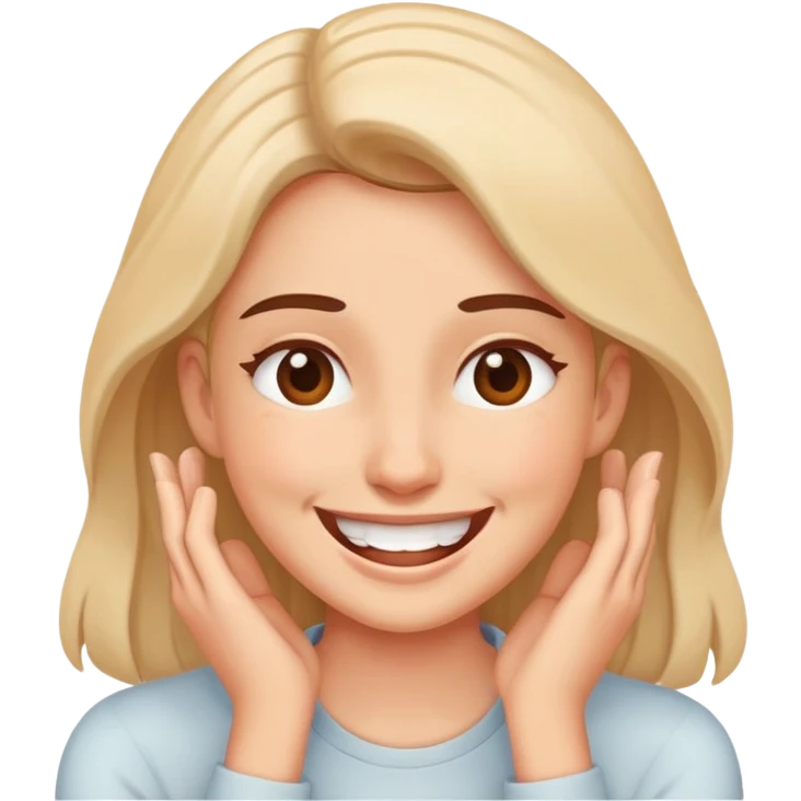 Women chocking herself out of stress but smiling emoji