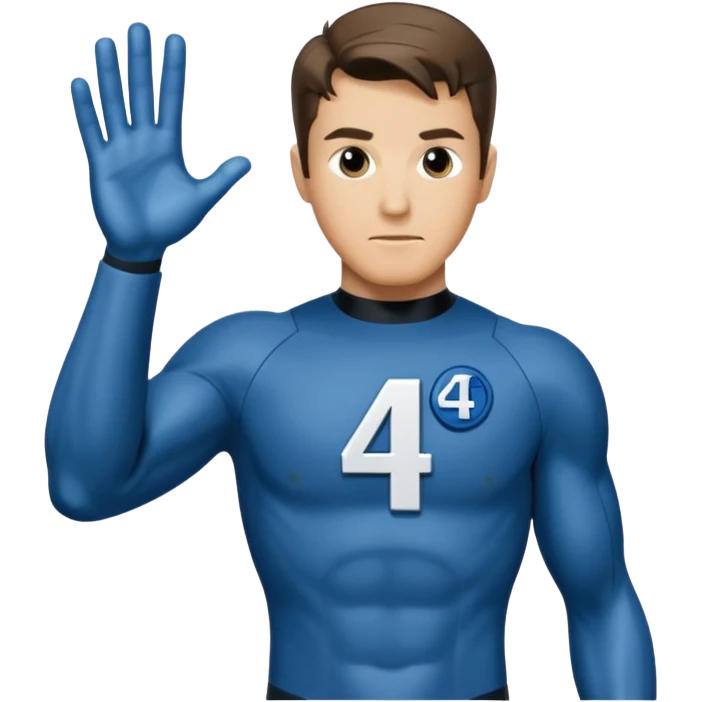 reed richards from fantastic four with the number 4 on chest emoji
