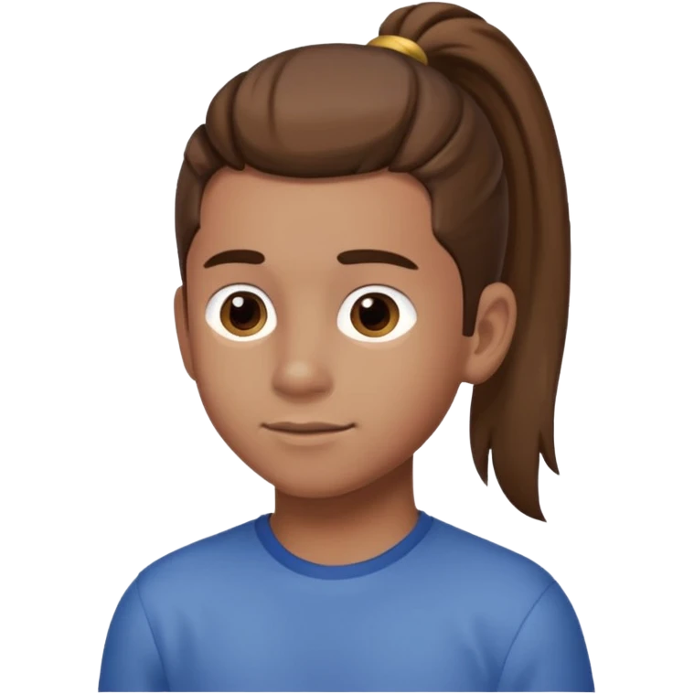 boy with ponytail, 3/4 view emoji