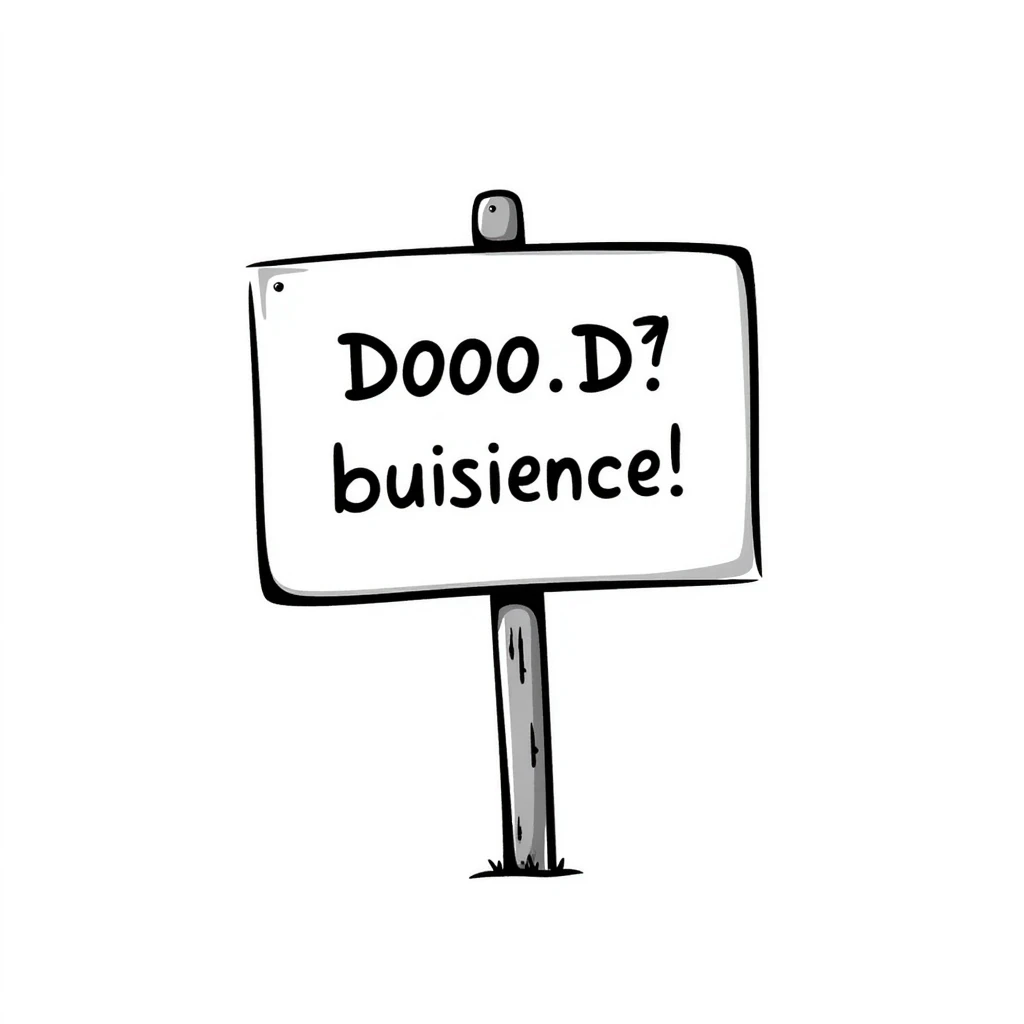 Make the sign even bigger so it dominates the frame, keeping the hand drawn doodle style. emoji