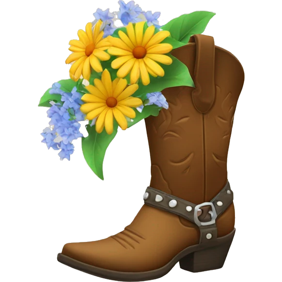 Cowboy boot with flowers emoji