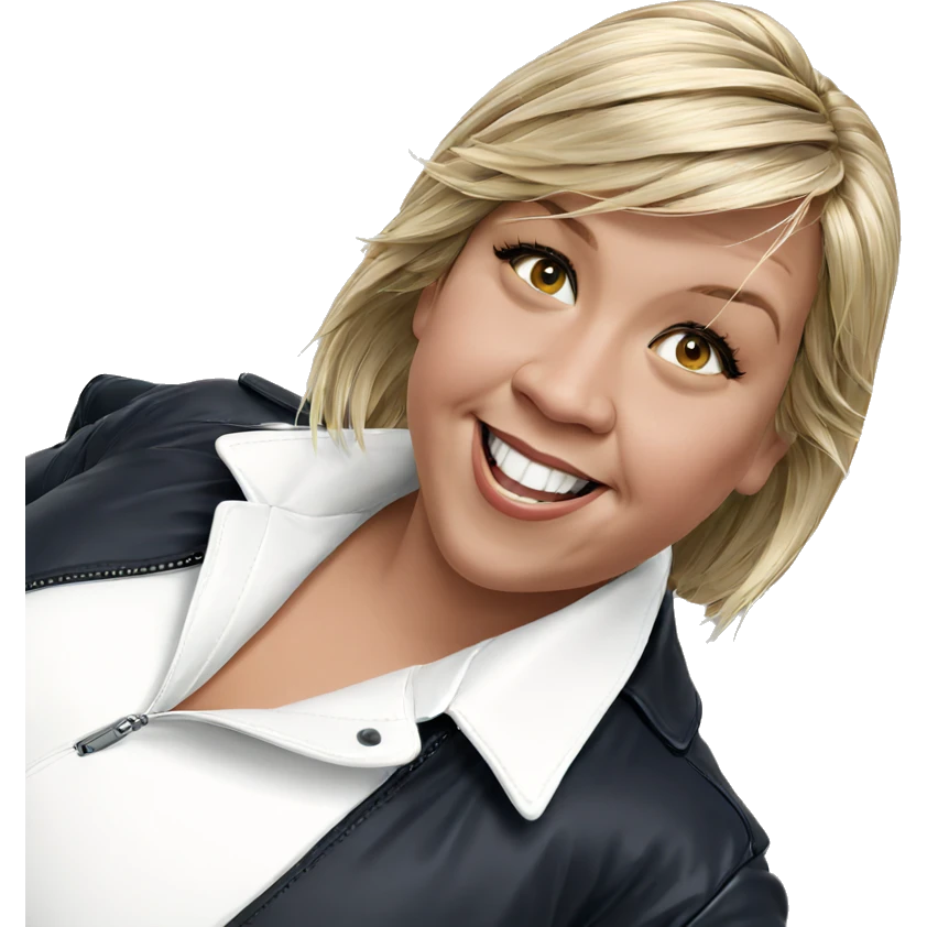 smiling blonde girl in jacket emoji