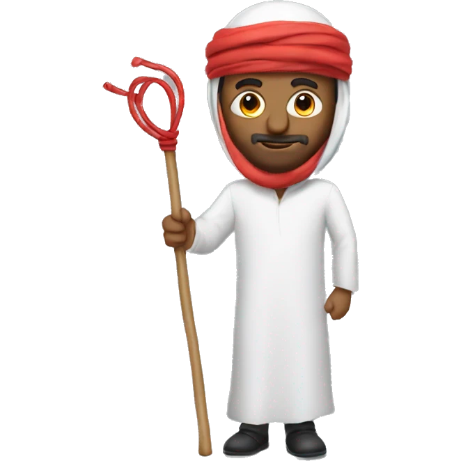 arabic man holding a red stick with a wire coming out emoji
