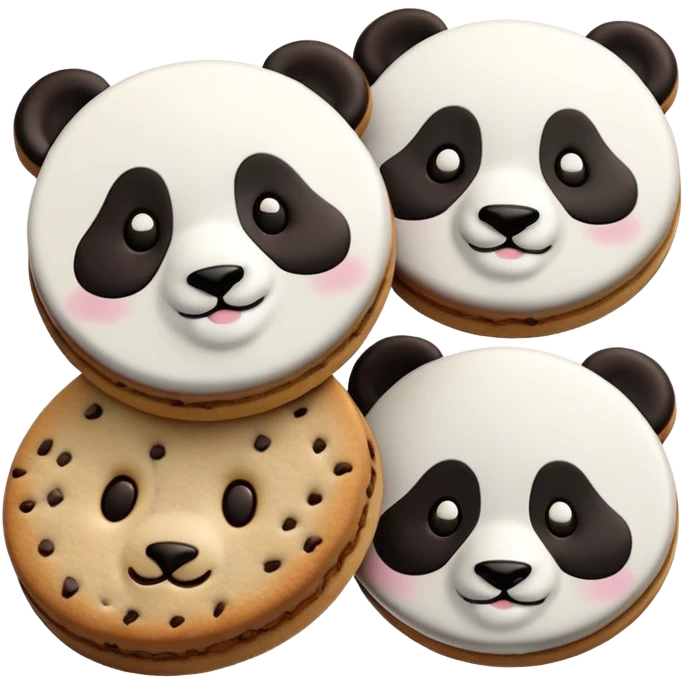 Chocolate biscuit with cute panda face design like Hello Panda cookie, round biscuit with panda face stamped on top emoji