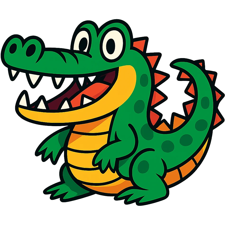 vibrant toon-style crocodile with bold colors and exaggerated features emoji