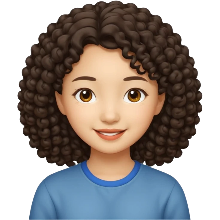 asian girl with young curly hair emoji