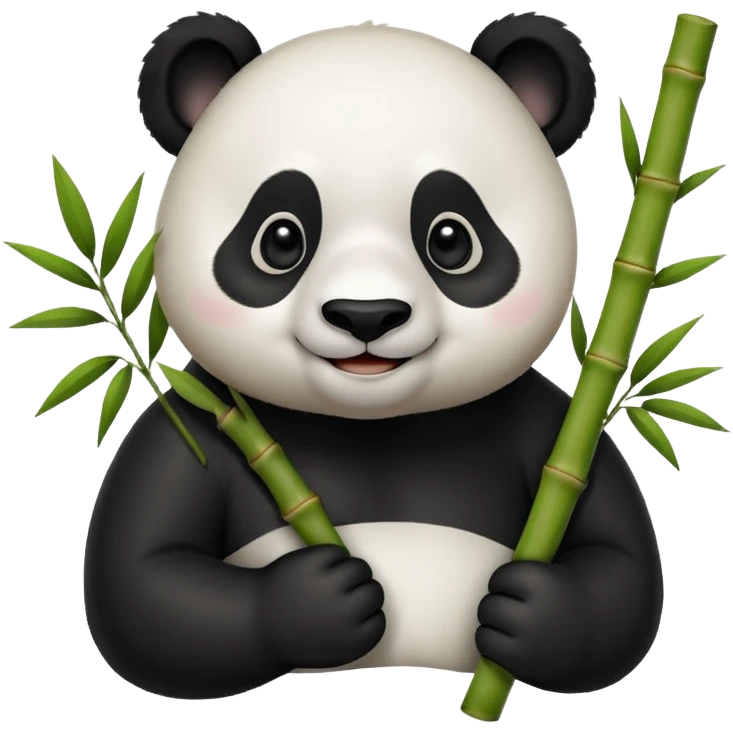 smiling panda holding bamboo emoji
