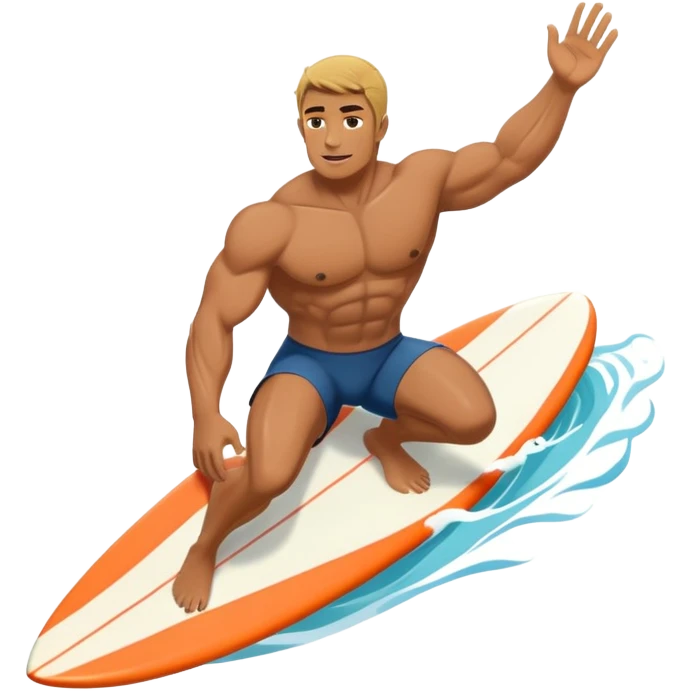 a muscled and nice man surfing in the pacific emoji