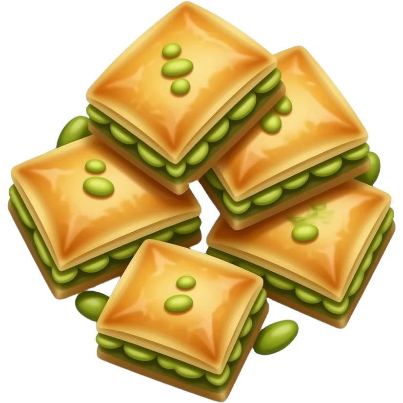 Tabakta 6 adet fıstıklı baklava emoji