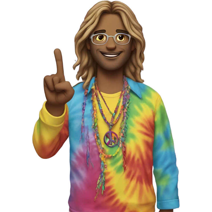 Hippie holding a peace sign emoji