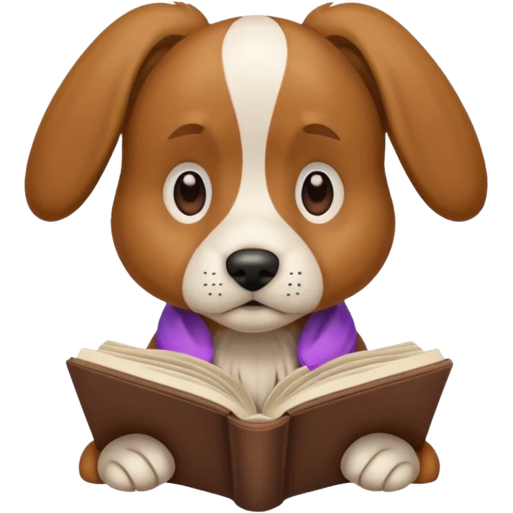 Reading book dog emoji
