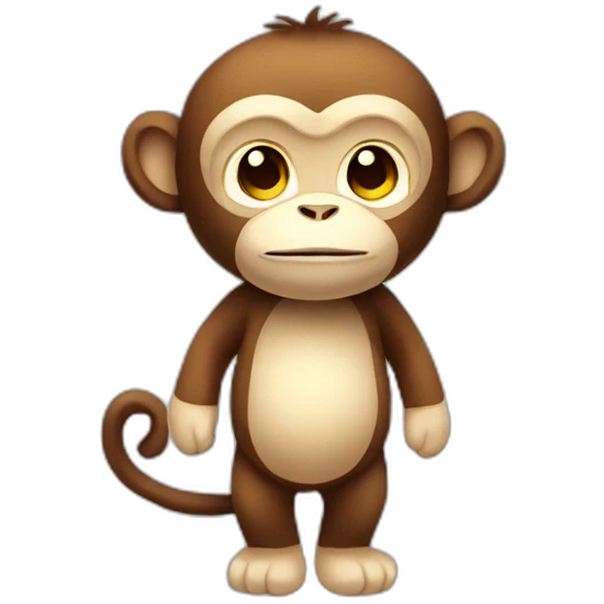 Cute plush monkey full body emoji