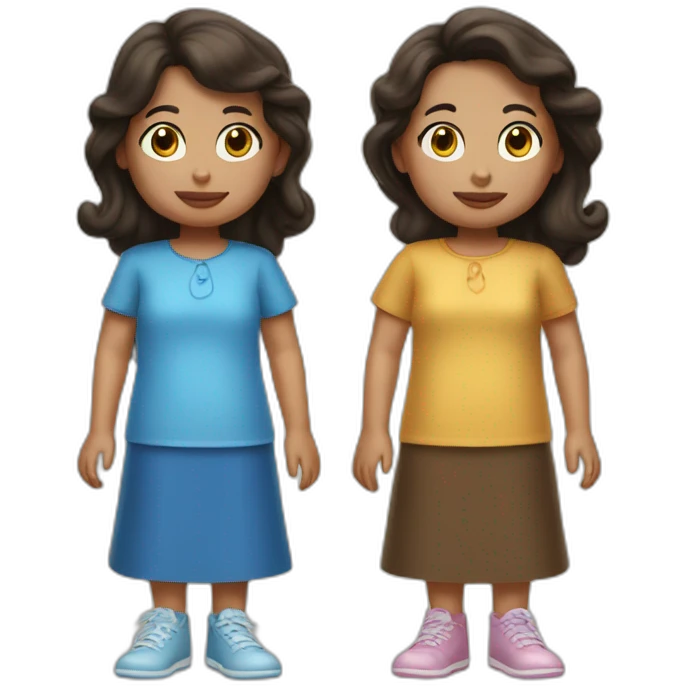 Twin brunette girls dressed as peanuts emoji