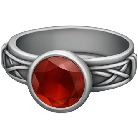 small silver red stone ring emoji