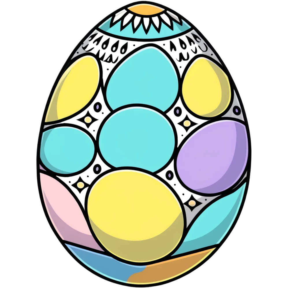 A festive Easter egg with decorative patterns and pastel colors emoji