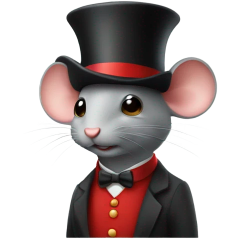 A mouse wearing a red vest and a red bowler hat emoji