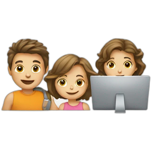 computer and kids emoji