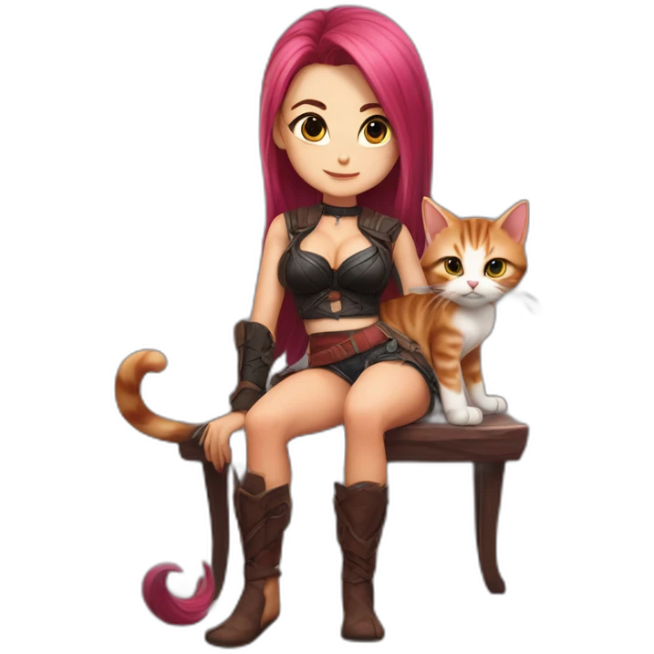 Katarina posing legs and kitten emoji