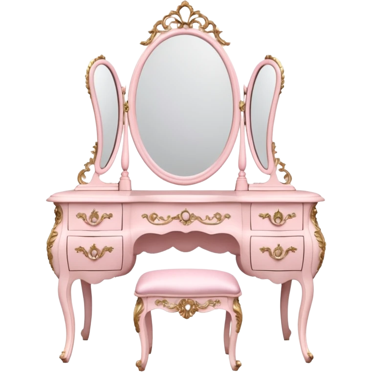 Vintage White rococo vanity with pastel pink details emoji