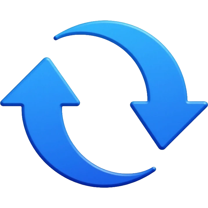 iOS 16 style refresh icon, circular arrows in counterclockwise motion, Apple blue color, minimalistic design emoji