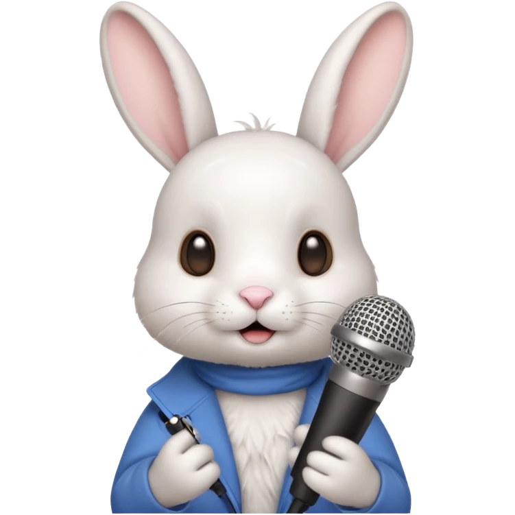 white bunnie singing to mic emoji