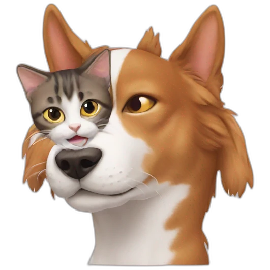 Cat on dog emoji