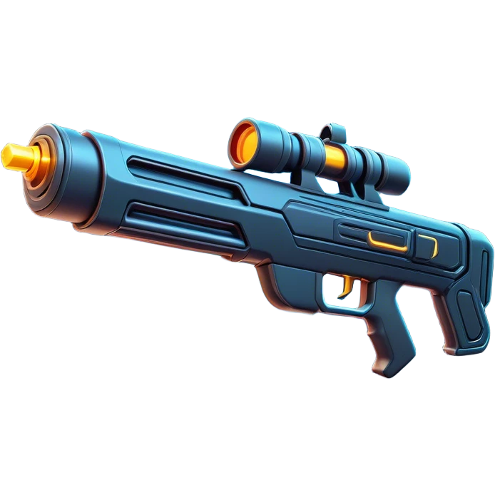 Clash of Clans aesthetic: Cinematic Playful Laser Rifle Emoji, rendered in a 3D vector-style similar to standard emojis with minimal shading and bold, simplified shapes. A compact, sleek energy weapon with futuristic contours and a glowing barrel, softly glowing with a sci-fi battle charm. Simplified yet unmistakably iconic, highly detailed and consistent, glowing with a soft pulsating radiance and high shine. Stylized with a touch of cosmic engineering and a soft glowing outline, capturing the essence of a cutting-edge energy armament with a playful, dynamic aura! emoji