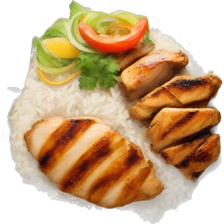 Plate, rice, grilled chicken  emoji