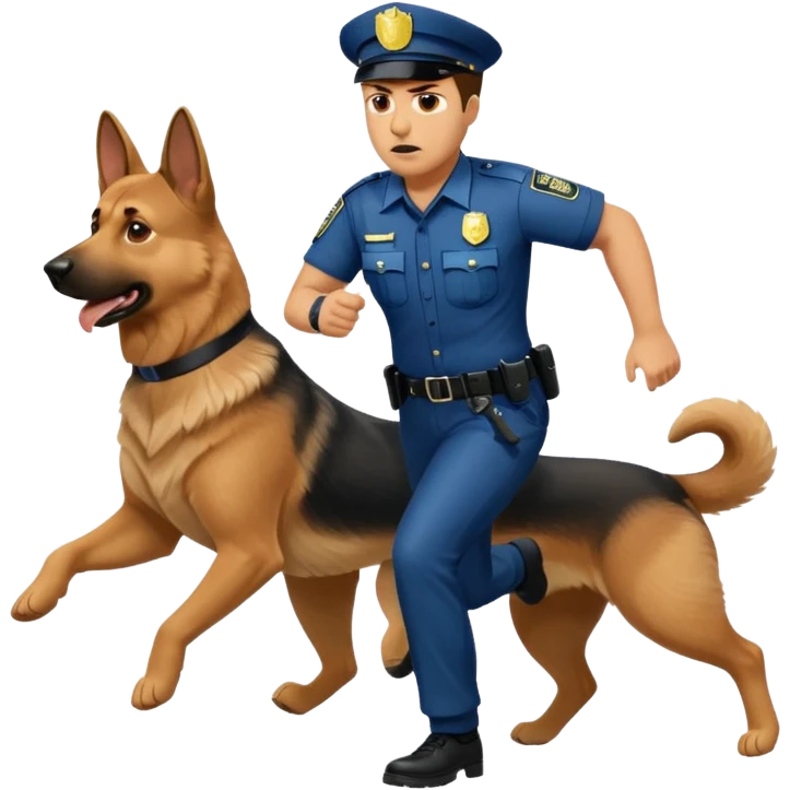 Police with dog is angry and police is running emoji