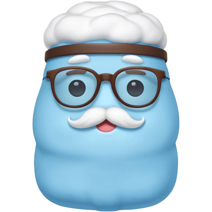 blue marshmallow with mustache and glassess, just marshmallow emoji