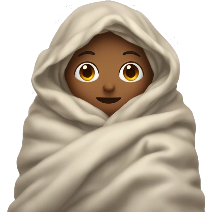 Person cuddled up in a blanket emoji