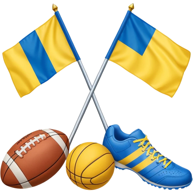 usa and ukraine flags together, sport equipment under emoji