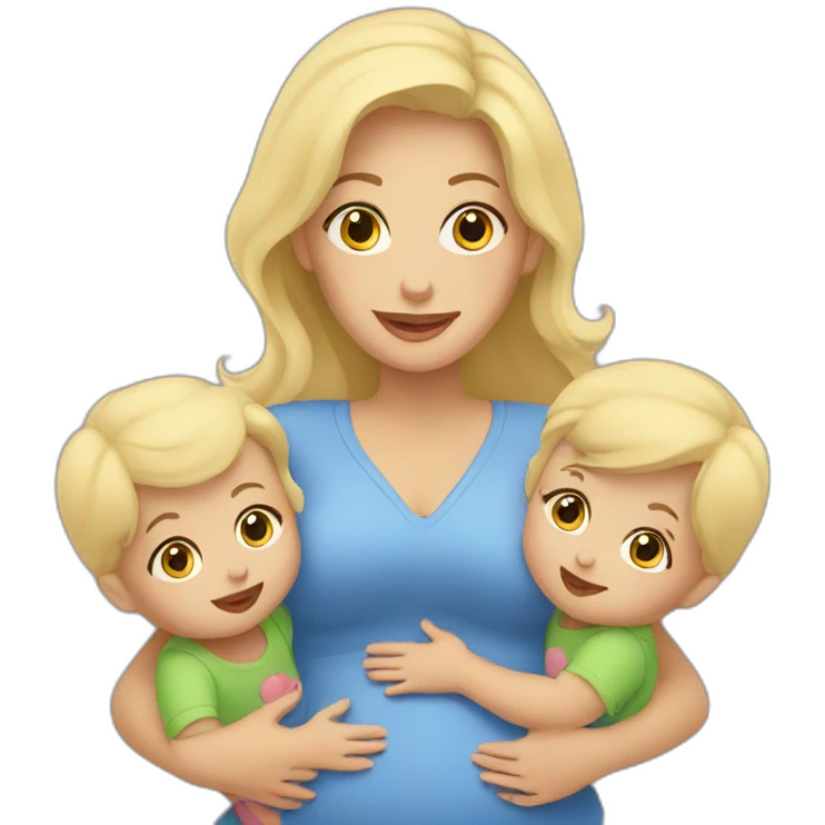 blonde mother with babies emoji