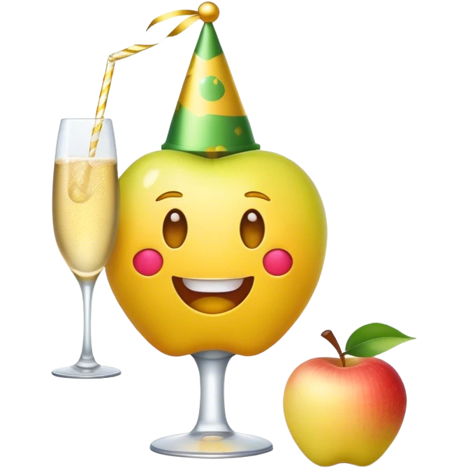 Appleの黄色い絵文字の顔が絵文字の顔がパリピになっている絵 emoji