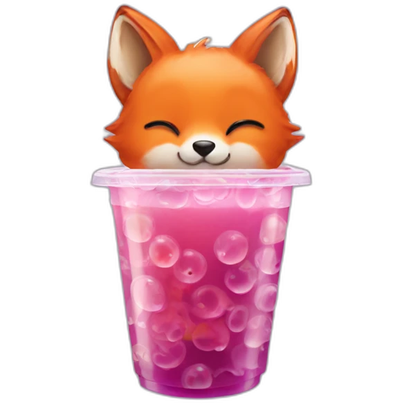 Fox with bubble tea emoji