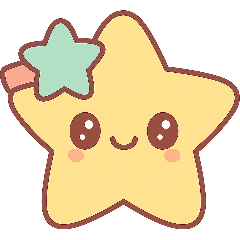 hairclip, star shape, kawaii style, pastel colors, cartoon, isolated, no hair emoji
