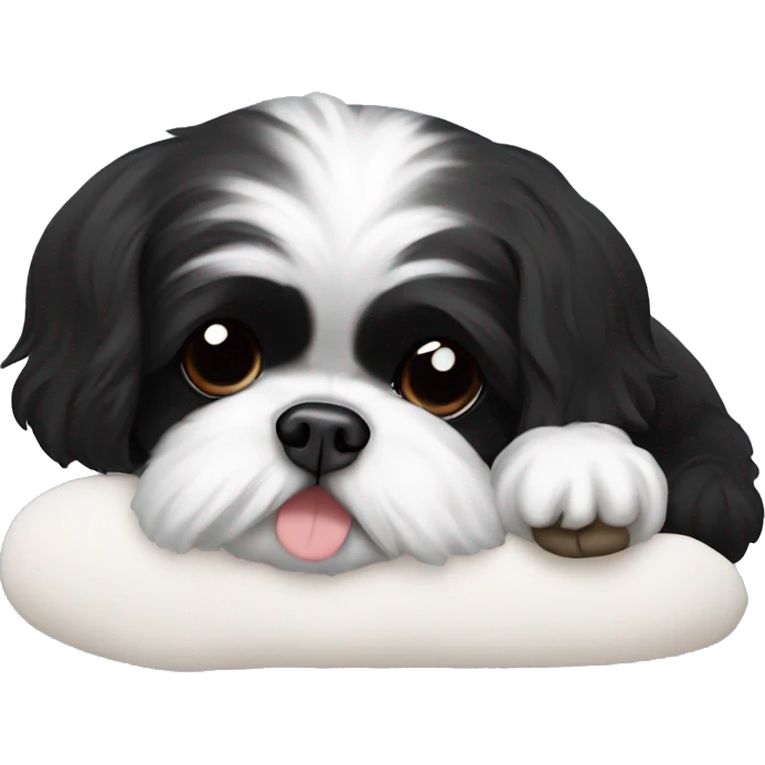 Black shih tzu laying on back emoji