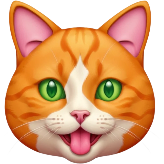 um gato laranja curioso mostrando a lingua emoji