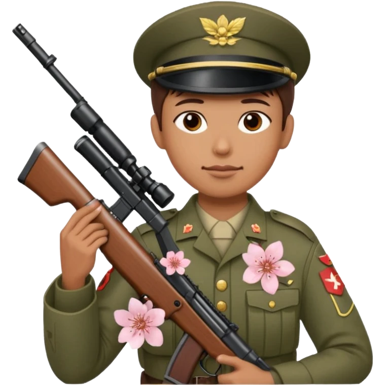soldier with cherry blossom emoji