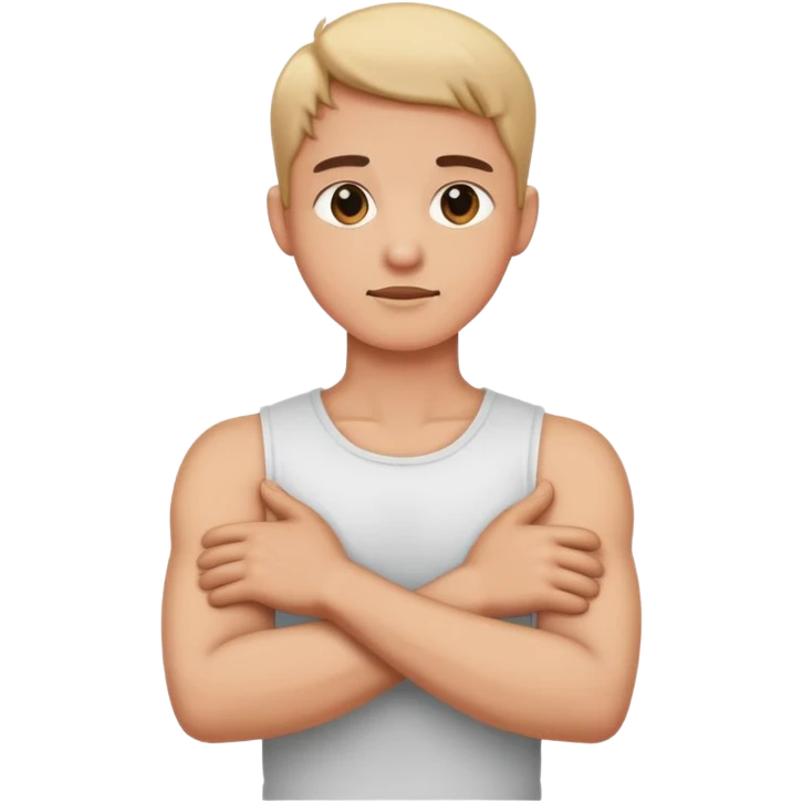 Arms crossed holding neck emoji