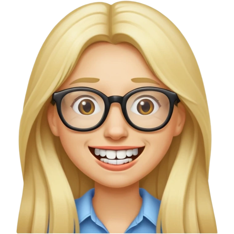 Goofy teeth glasses blond long hair woman emoji