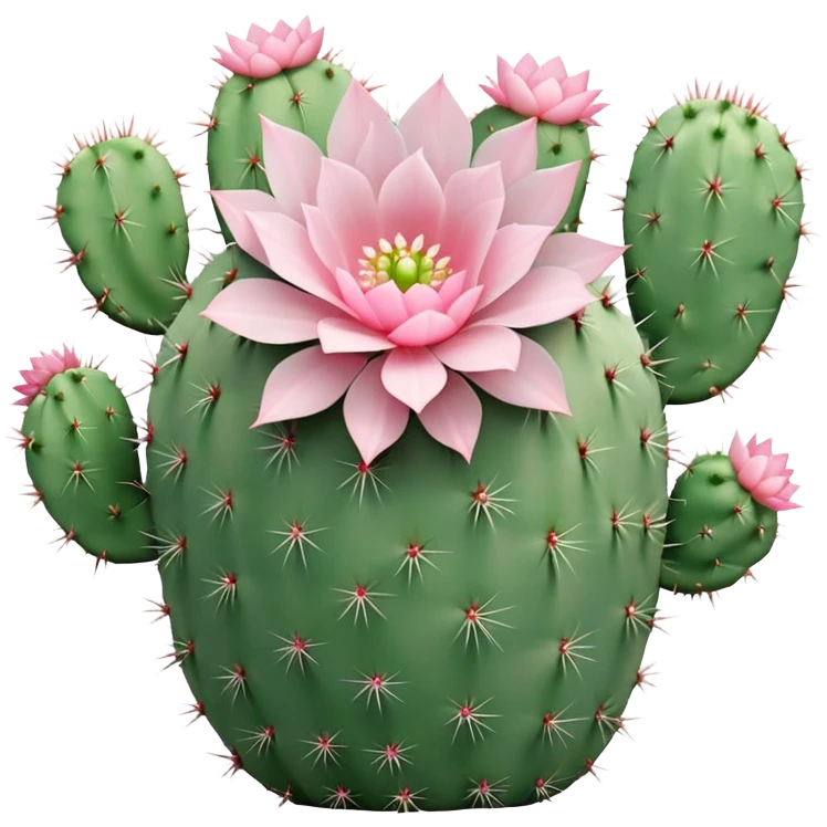 Pastel green cactus with a little pastel pink flower emoji