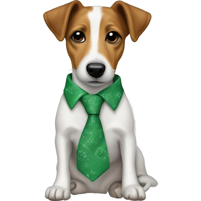 Jack Russell terrier wearing a green tie-dye hoodie emoji